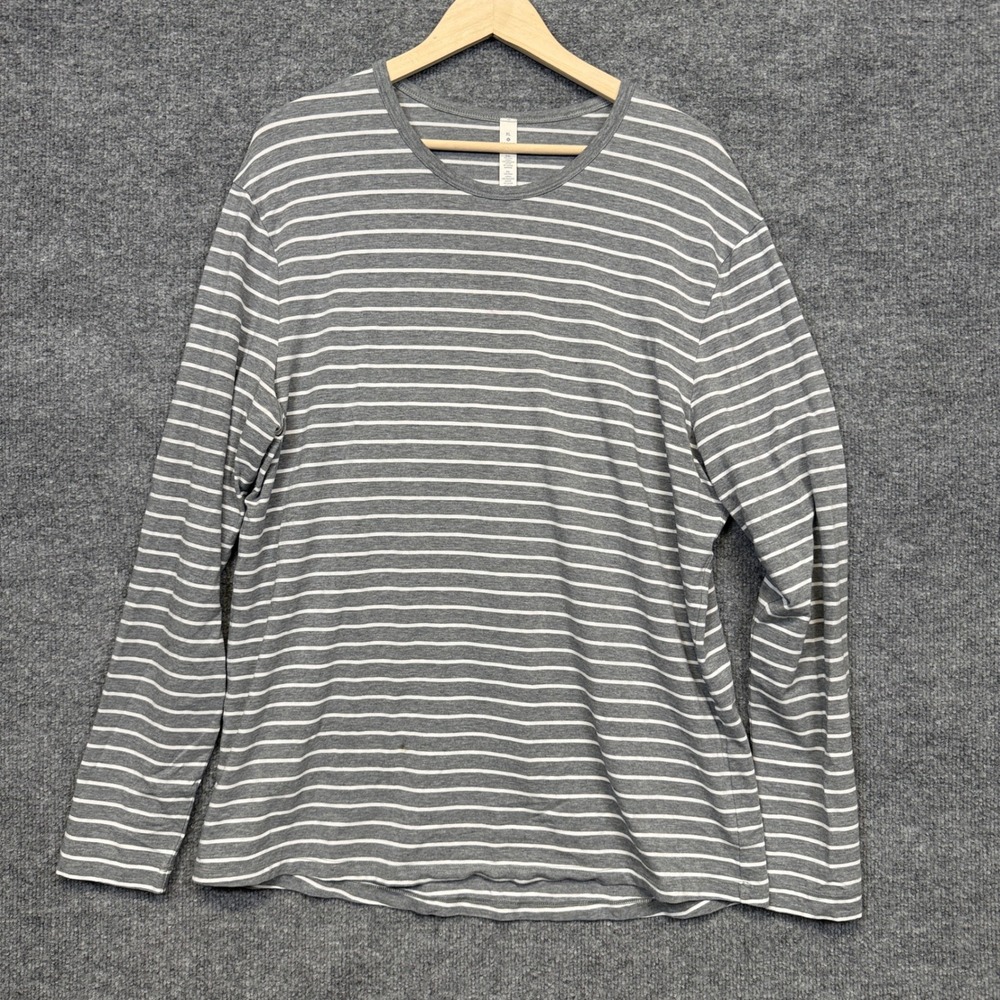 Lululemon 5 Year Basic Mens Size XL Shirt Gray Striped Pima Cotton Long Sleeves